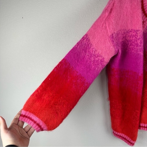 Bibi Pimk Purple Red Fuzzy Open Front Cardigan Size Small - Picture 2 of 6